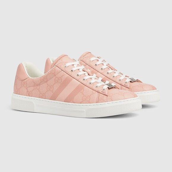 NEW Authentic Gucci Women's GG Supreme Ace sneaker with Web EU 37/ US 7 Pink - Picture 1 of 9